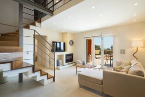 TV, DVD player, music library, stereo