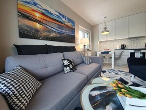 Standard Apartment | Living area | 26-inch flat-screen TV with satellite channels, TV - Apartamenty Szafirowa Mierzeja - 365PAM (Mielno)