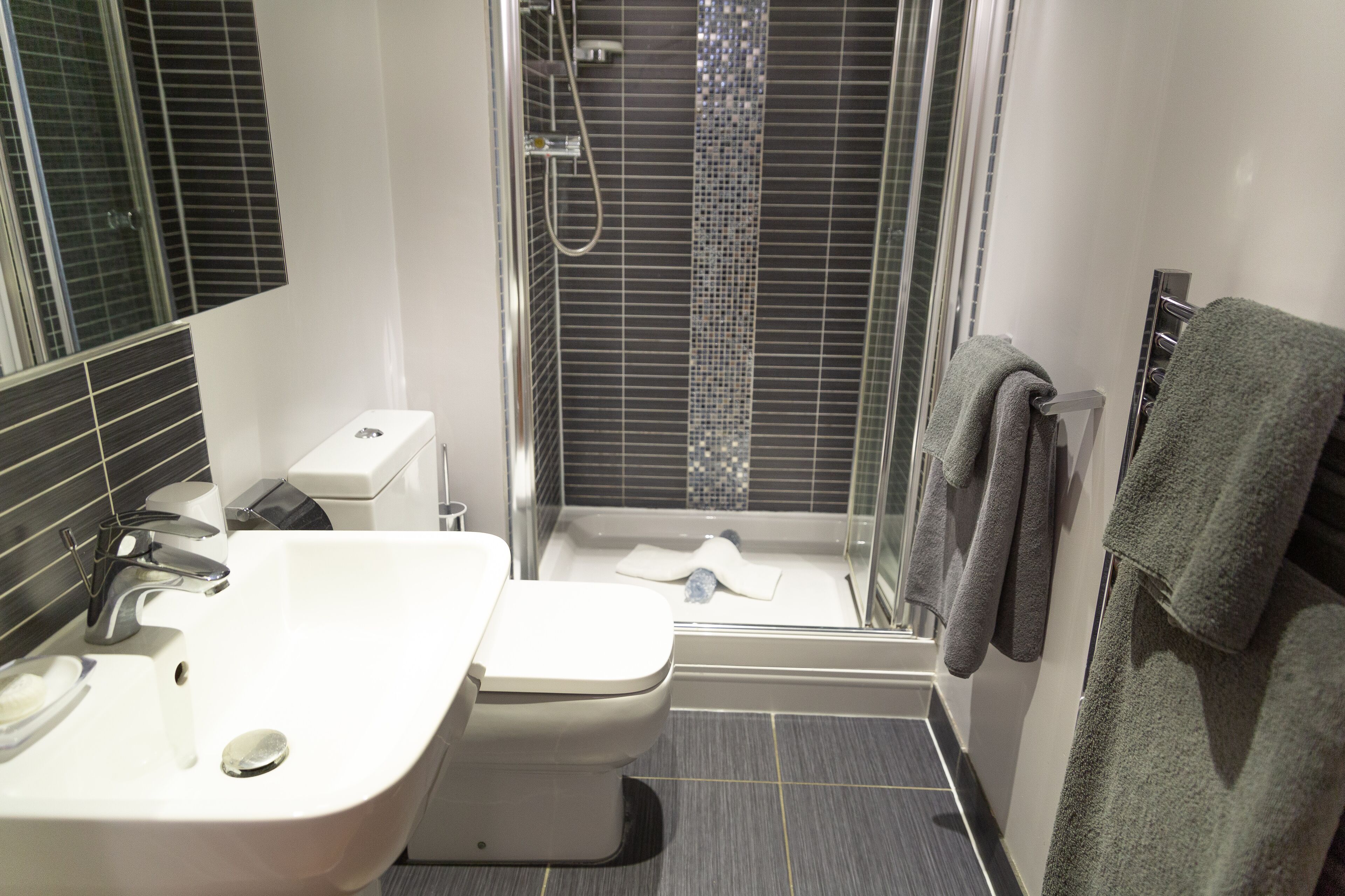 Executive Apartment | Bathroom | Shower, free toiletries, hair dryer, slippers