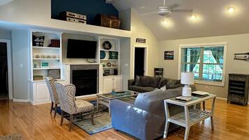 Smart TV, chimenea, videojuegos y reproductor de DVD