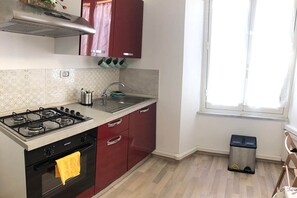 Fridge, oven, stovetop, coffee/tea maker