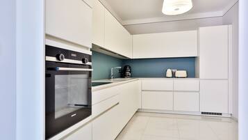 Fridge, oven, stovetop, cookware/dishes/utensils