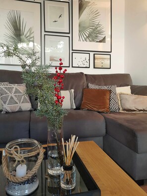 TV, fireplace