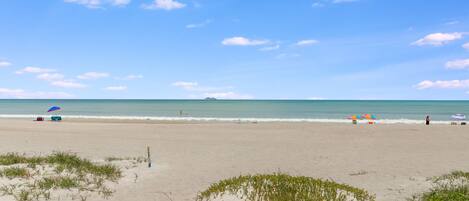 On the beach, beach towels