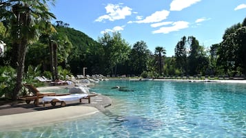 2 indoor pools, outdoor pool, open 9:00 AM to 11:30 PM, sun loungers