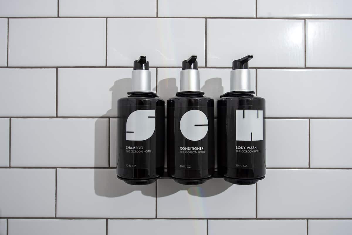 designer toiletries, bathrobes, towels