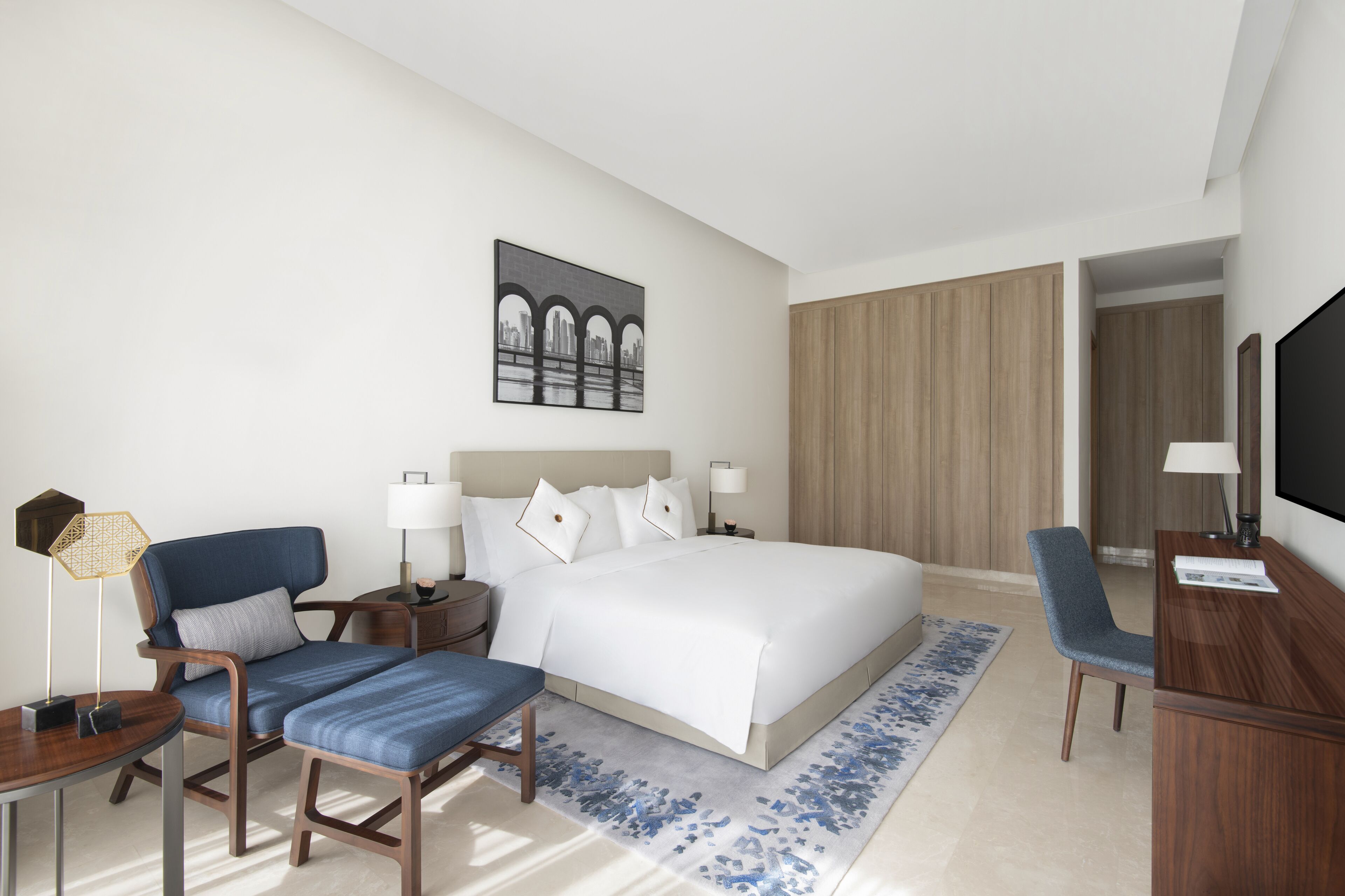 Two Bedroom Bliss Apartment | Desk, laptop workspace, soundproofing, iron/ironing board