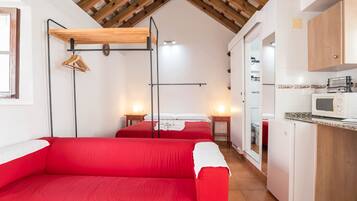 1 slaapkamer, een strijkplank/strijkijzer, gratis wifi, beddengoed