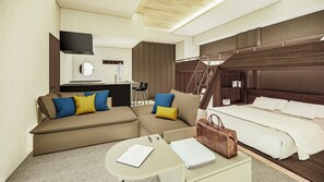 Ropa de cama de alta calidad y caja de seguridad en la habitación 