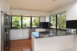 Fridge, microwave, oven, dishwasher