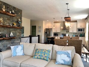 Smart TV, fireplace, video games, DVD player