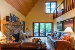Smart TV, fireplace, DVD player, books - Red Top Treehouse Cabin in Mirror Lake and minutes to downtown-Dog Friendly! (Highlands)
