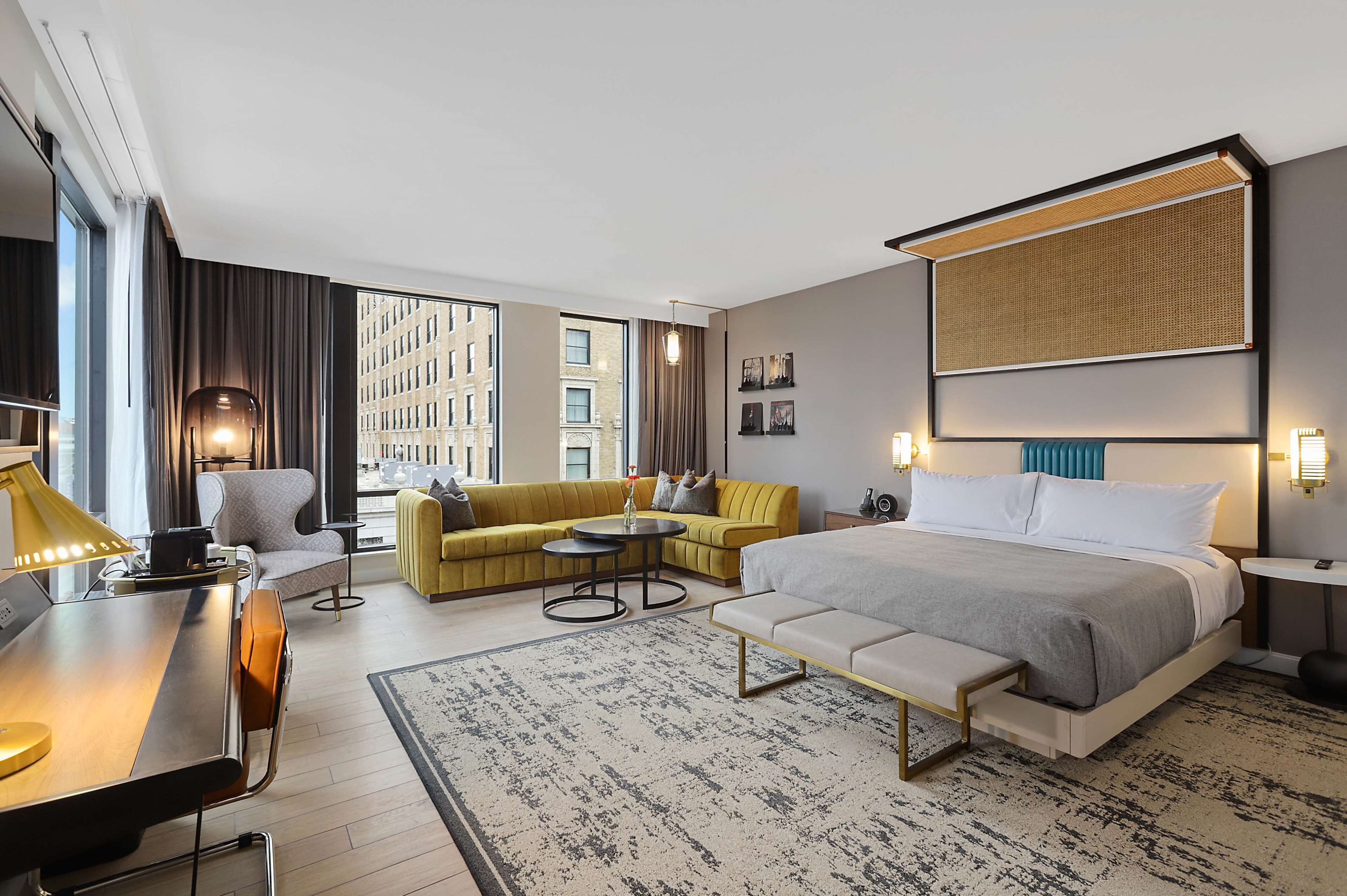 room, 1 king bed with sofa bed, corner | in-room safe, desk, laptop workspace, iron/ironing board