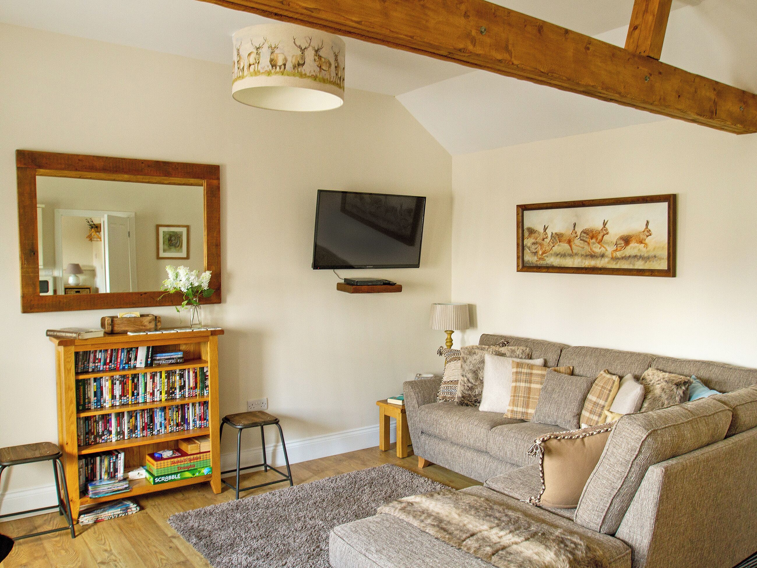 TV, fireplace
