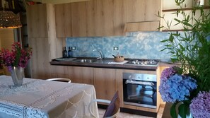 Fridge, oven, dishwasher, coffee/tea maker