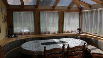 40-inch flat-screen TV with satellite channels, TV