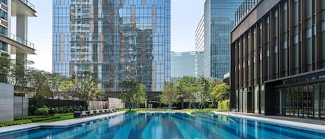 Indoor pool, outdoor pool, sun loungers