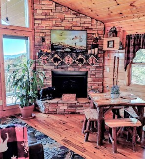 TV, fireplace