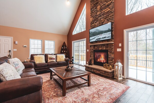 Smart TV, fireplace, video games