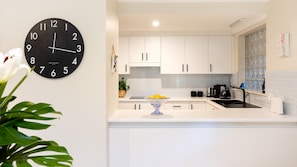 Fridge, microwave, coffee/tea maker