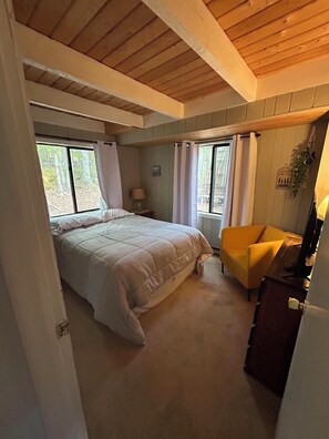 Smart TV, fireplace, video games, DVD player