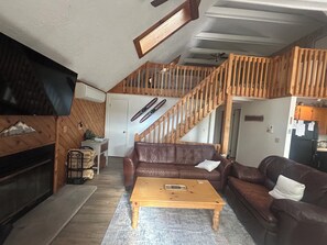 Smart TV, fireplace, video games, DVD player