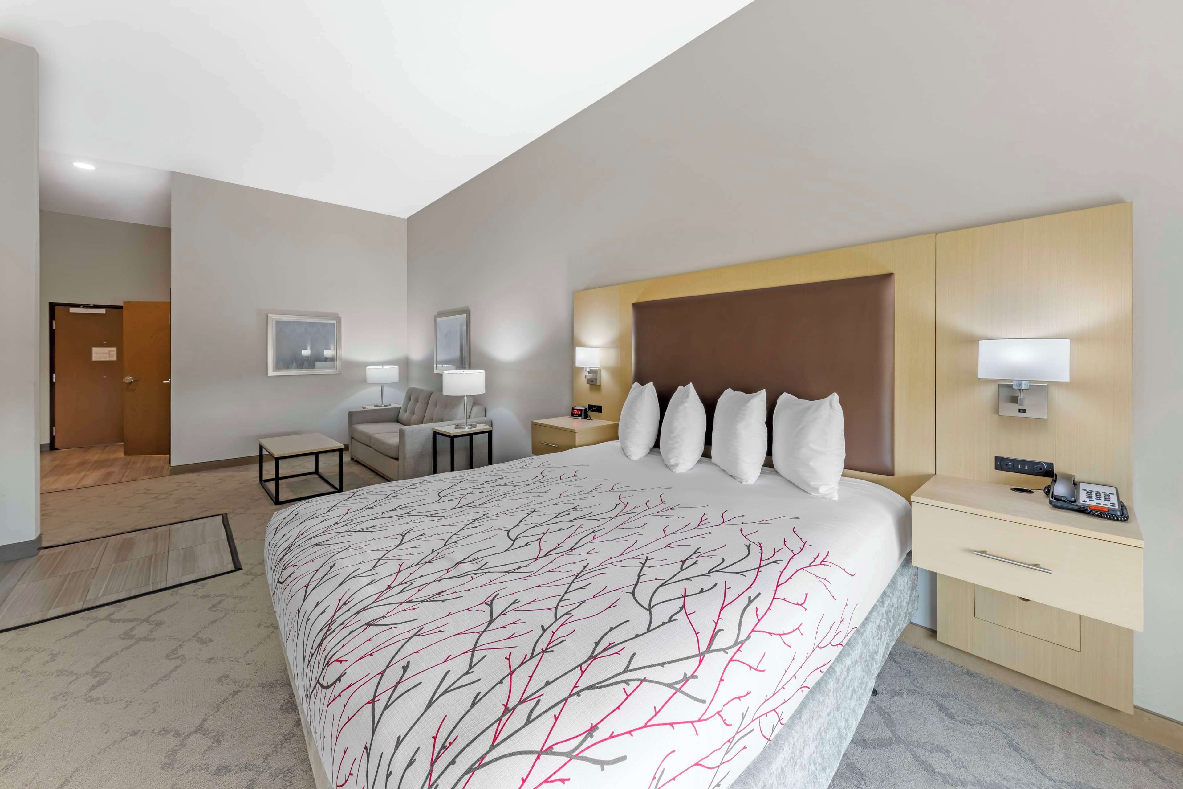 desk, laptop workspace, blackout curtains, iron/ironing board