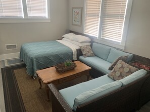 1 bedroom, desk, iron/ironing board, travel cot