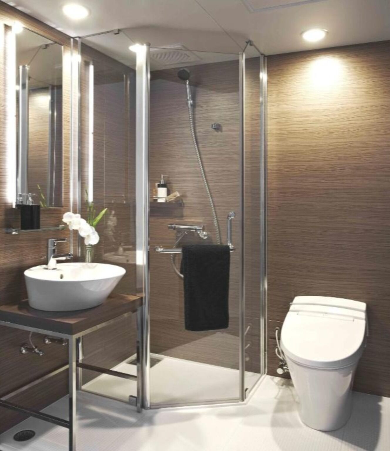 大花洒淋浴喷头、吹风机、毛巾