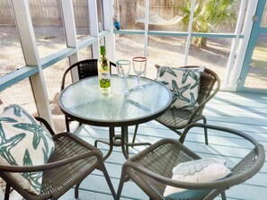 Outdoor dining - 3BR Ranch | Screened-In Porch, Yard & Fire Pit | Walk to Beach (Tybee Island)