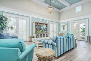 TV, DVD player, foosball