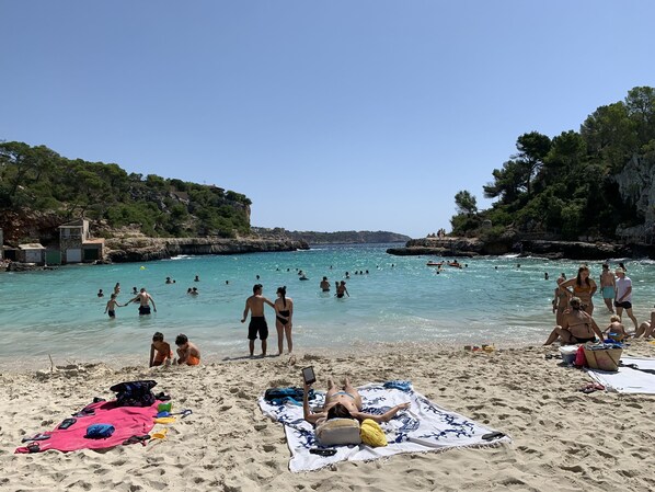 Beach nearby, sun loungers