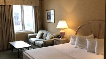 1 bedroom, desk, blackout drapes, iron/ironing board