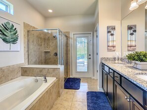Bathtub, hair dryer, towels
