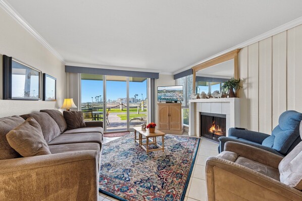 TV, fireplace, DVD player, table football