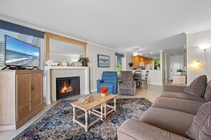 TV, fireplace, DVD player, table football