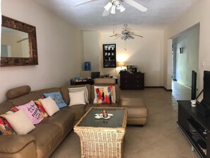 TV, DVD player, books