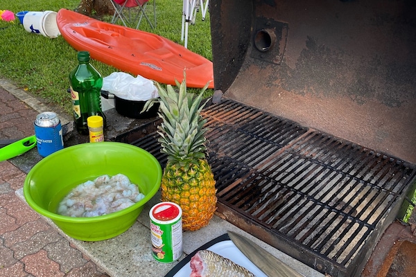 Coastal meal prep in the backyard grill