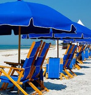Playa en los alrededores y camastros 