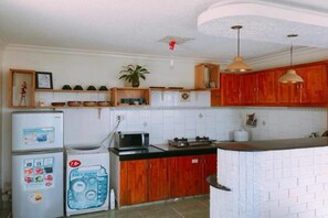 Kühlschrank, Mikrowelle, Herdplatte