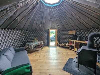 Escape to Nature: Cozy Yurt on a Heritage Farm with Trails, Pond, & Sauna