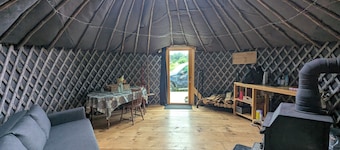 Escape to Nature: Cozy Yurt on a Heritage Farm with Trails, Pond, & Sauna
