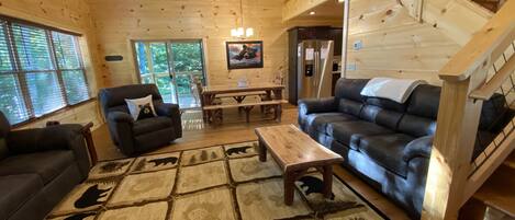 Smart TV, fireplace, DVD player, video library