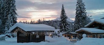 Rental caravan (mobile home) + "Zugspitzblick" porch in Ehrwald /Tyrol