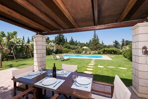 Comfort Villa | Terrace/patio - Stone-built Villa - Beautiful Landscape (Kissamos)