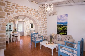 Comfort Villa | Living area - Stone-built Villa - Beautiful Landscape (Kissamos)