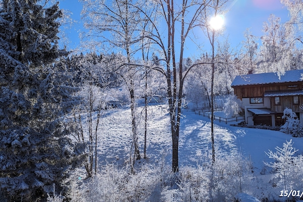 Vue de la terrasse, après des chutes de neige.