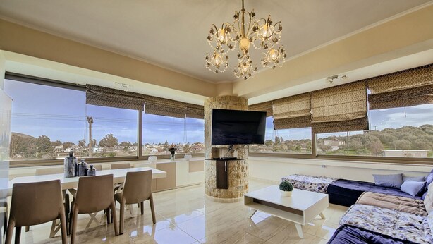 Comfort Villa | Living area - Villa Mirsini - Stone Villa Close to the Beach (Apokoronas)