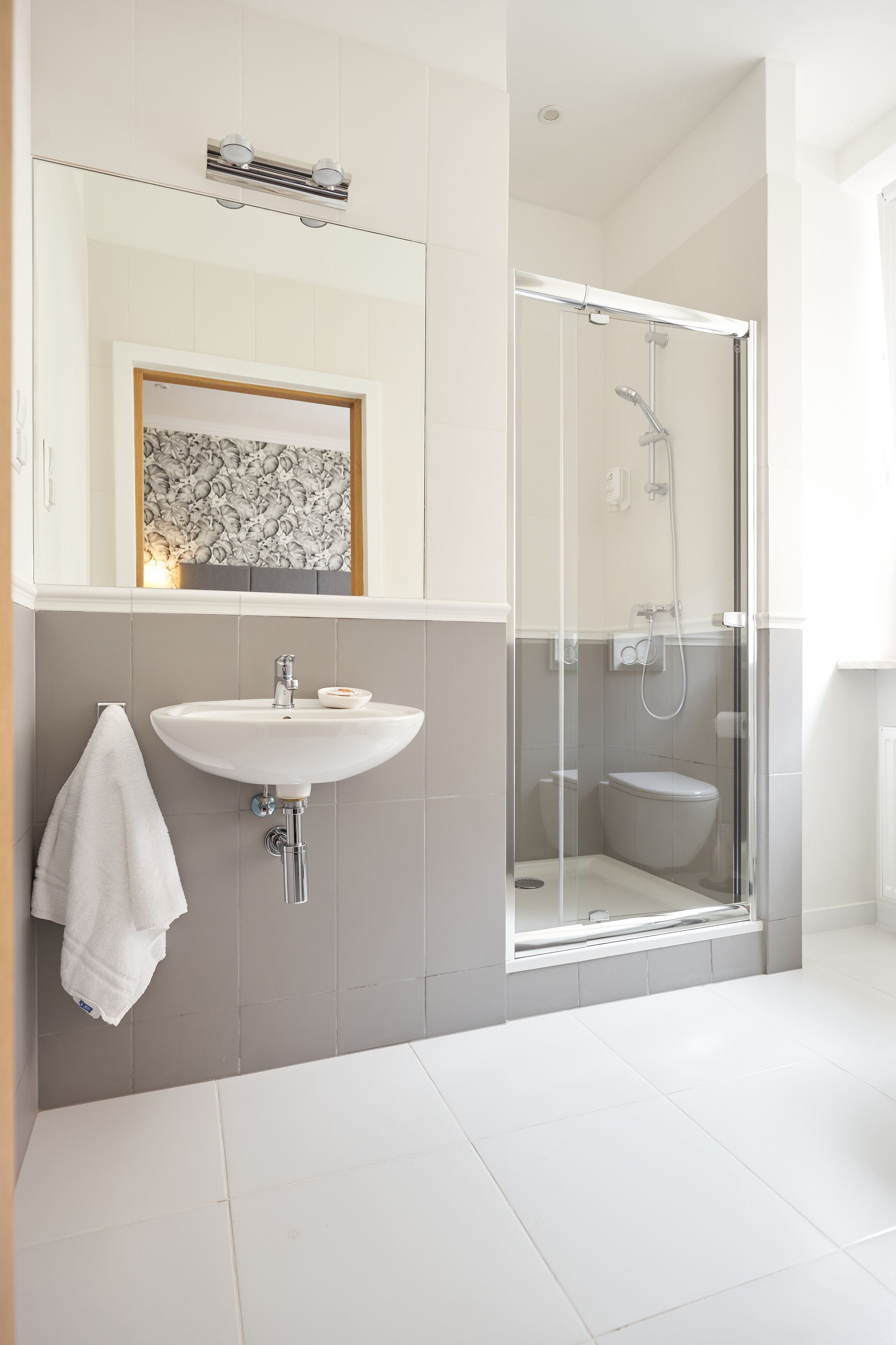 standard room | bathroom | shower, hair dryer, towels, soap