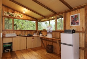 Fridge, stovetop, coffee/tea maker, mixer